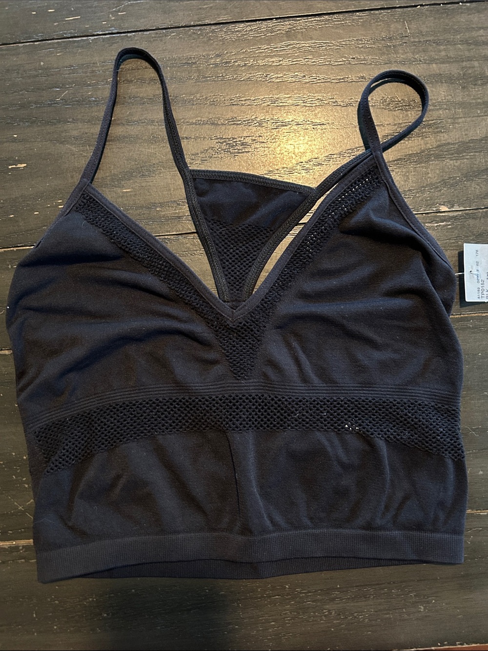 BKE Black Mesh-Trim V-Neck Bralette